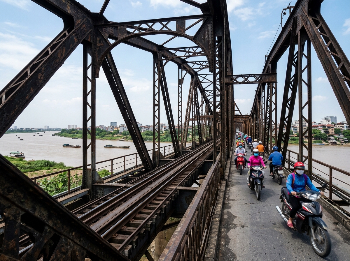 Long Bien Bridge Red River