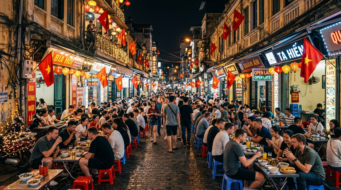 The narrow streets in Hanoi downtown are ideal for walking as well